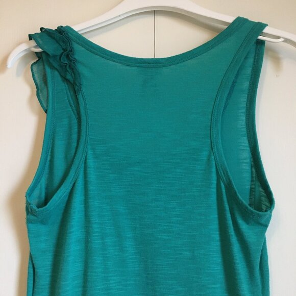 Y2K Dynamite Aquamarine Ruffle Shoulder Tank Top - Picture 7 of 15